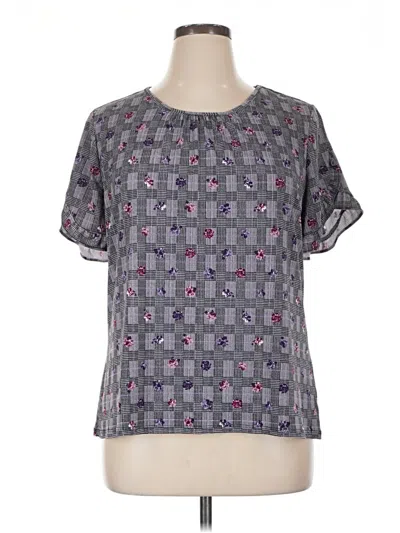 Pre-owned Elle Short Sleeve Blouse In Gray