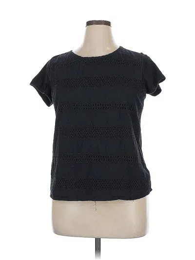 Pre-owned Elle Short Sleeve Top Black Crew Neck Tops