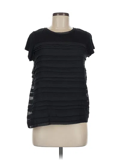 Pre-owned Elle Short Sleeve Top Black Crew Neck Tops