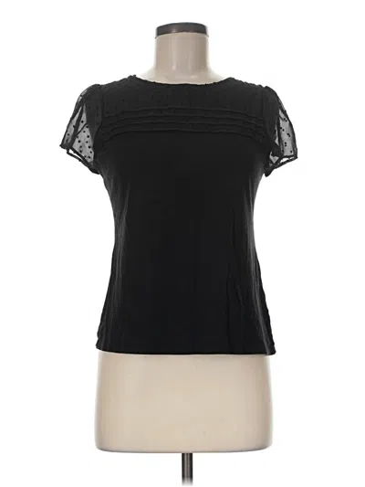 Pre-owned Elle Short Sleeve Top Black Crew Neck Tops