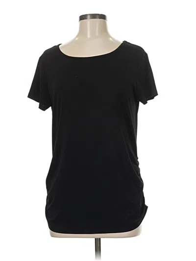 Pre-owned Elle Short Sleeve Top Black Scoop Neck Tops