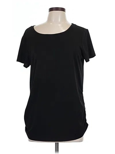 Pre-owned Elle Short Sleeve Top Black Scoop Neck Tops