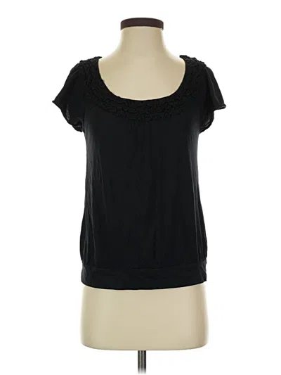 Pre-owned Elle Short Sleeve Top Black Scoop Neck Tops