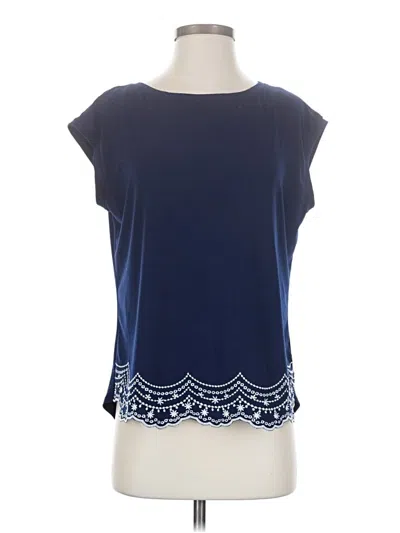 Pre-owned Elle Short Sleeve Top Blue Boatneck Tops