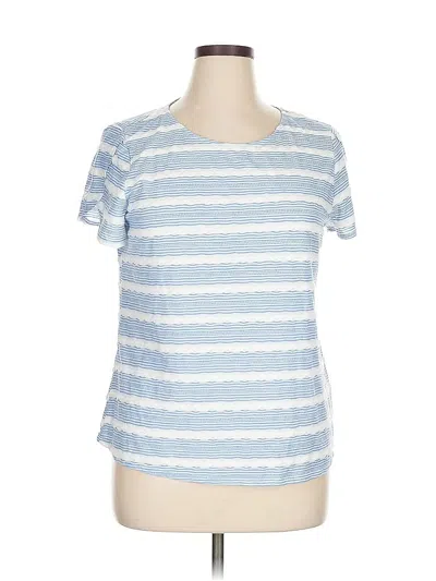 Pre-owned Elle Short Sleeve Top Blue Scoop Neck Tops