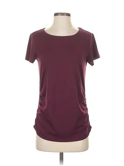 Pre-owned Elle Short Sleeve Top Burgundy Scoop Neck Tops