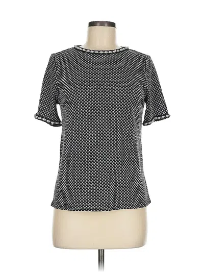 Pre-owned Elle Short Sleeve Top Gray Mock Neckline Tops