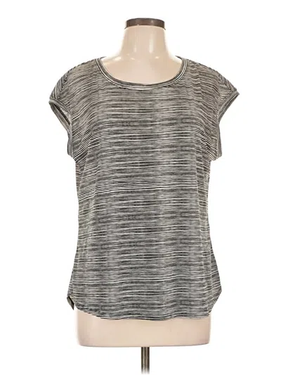 Pre-owned Elle Short Sleeve Top Gray Scoop Neck Tops