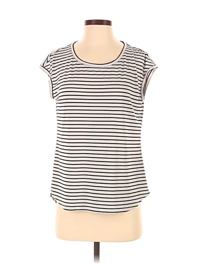 Pre-owned Elle Short Sleeve Top Ivory Scoop Neck Tops