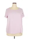 Elle Short Sleeve Top Pink Keyhole Neckline Tops In Pink