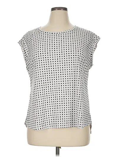 Pre-owned Elle Short Sleeve Top Silver Polka Dots Pattern Crew Neck Tops
