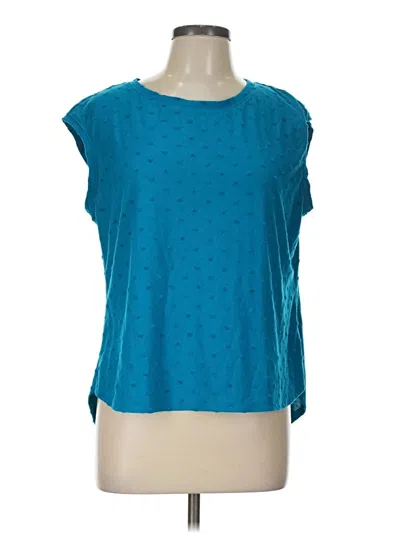 Pre-owned Elle Short Sleeve Top Teal Scoop Neck Tops