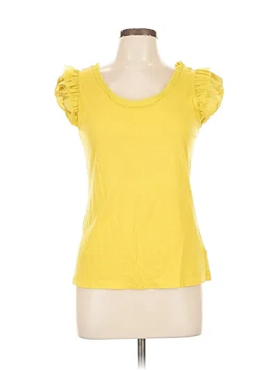 Pre-owned Elle Short Sleeve Top Yellow Sweetheart Neckline Tops