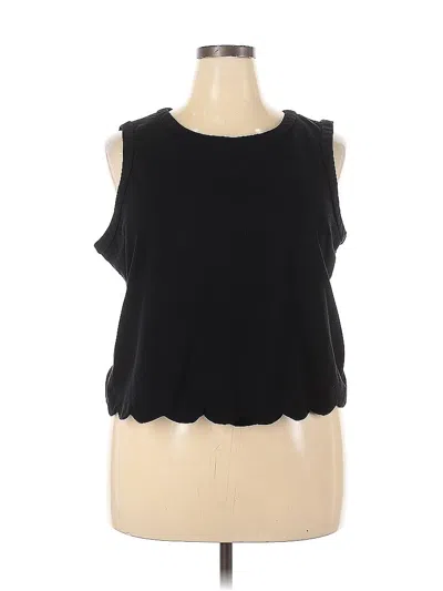 Pre-owned Elle Sleeveless Top Black Ruffles Neckline Tops