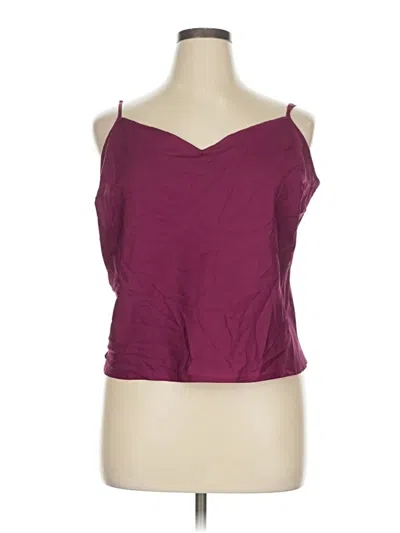 Pre-owned Elle Sleeveless Top Burgundy One Shoulder Neckline Tops