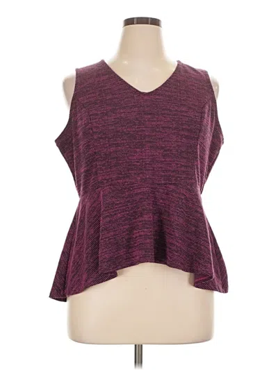 Pre-owned Elle Sleeveless Top Burgundy V-neck Tops