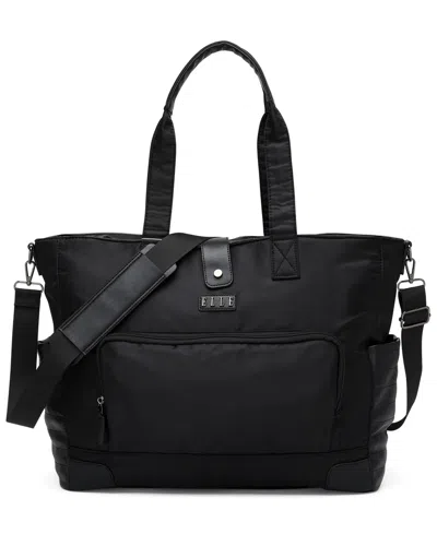 Elle Voyage 14.5" Twill And Faux Leather Weekender Tote Bag In Black