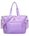 Elle Voyage 14.5" Twill And Faux Leather Weekender Tote Bag In Purple
