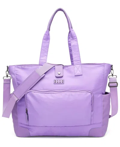 Elle Voyage 14.5" Twill And Faux Leather Weekender Tote Bag In Purple