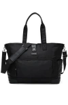 Elle Voyage 25l Twill And Vegan Leather Weekender Tote Bag In Black