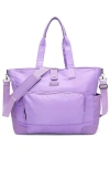 Elle Voyage 25l Twill And Vegan Leather Weekender Tote Bag In Purple