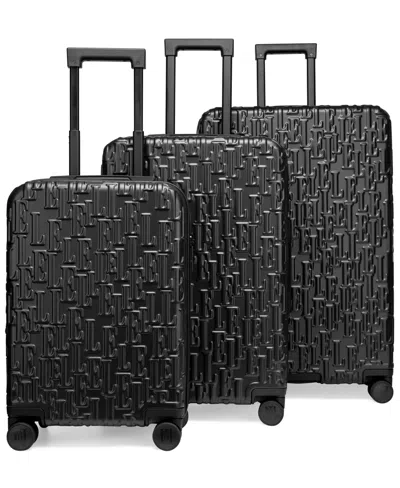 Elle Wayfarer 3-piece Expandable Monogram Spinner Luggage Set In Black