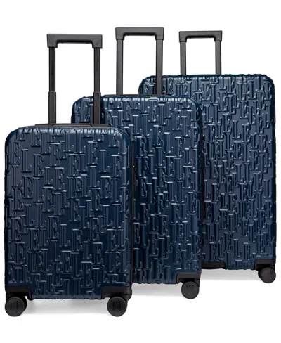 Elle Wayfarer 3-piece Expandable Monogram Spinner Luggage Set In Navy