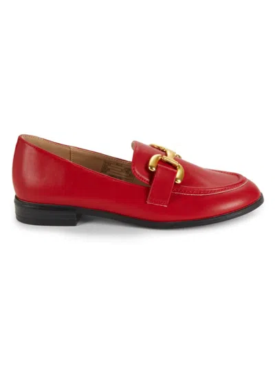 Elle Women's Oversized Riding Bit Loafers In Red