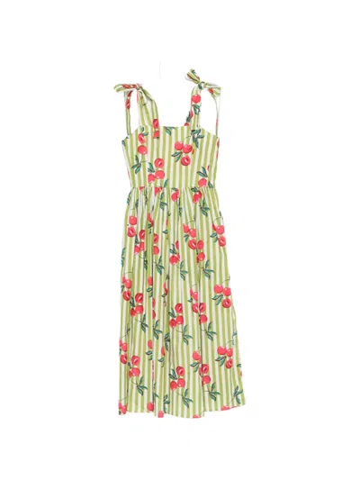 Ellebleu Olivia Striped Midi Dress In Green