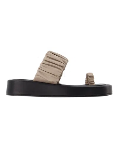 ELLEME AMOR PLATFORM SLIDES - ELLEME - TAUPE/BLACK - LEATHER