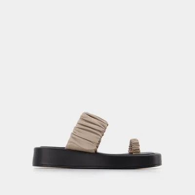 ELLEME AMOR PLATFORM SLIDES - ELLEME - TAUPE/BLACK - LEATHER
