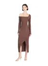 Elleme Brown Asymmetric Midi Dress In Brown