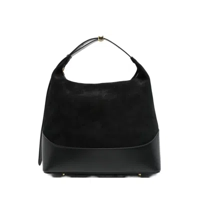 Elleme Large Loop Suede Leather Shoulder Bag In Black