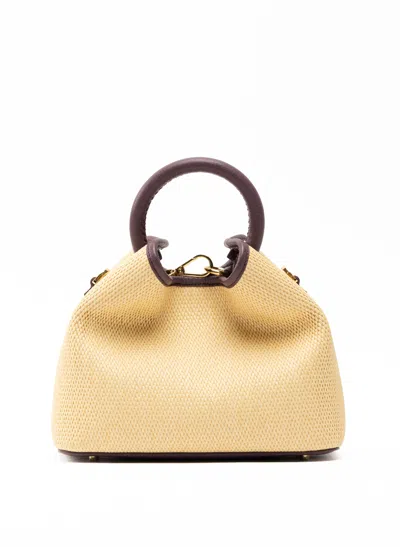 Elleme Baozi Raffia/leather Natural/blackberry