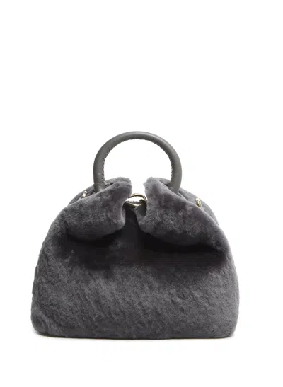 Elleme Baozi Shearling Montone Ardesia In Black