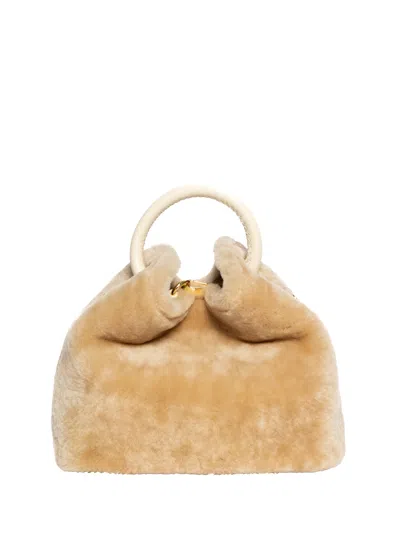 Elleme Baozi Shearling Montone Cream In Brown