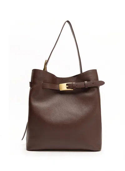 ELLEME BELT BAG PEBBLED LEATHER DARK BROWN