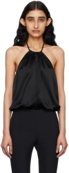 Elleme Black Draped Blouse In Textured Black