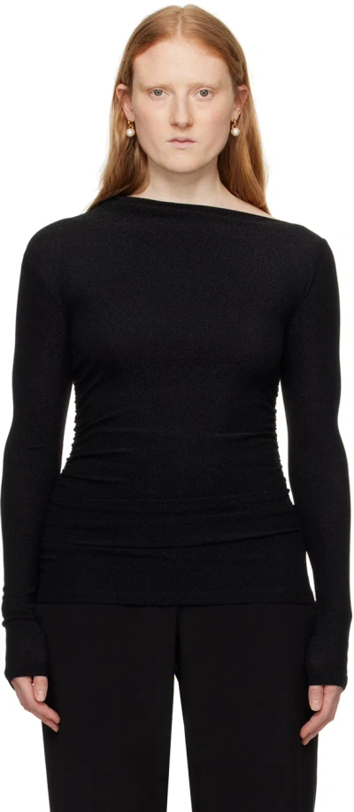 Elleme Black Draped Long Sleeve T-shirt In Sparking Black