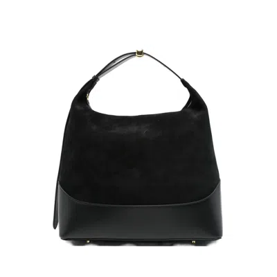 Elleme Large Loop Suede Leather Shoulder Bag In Black