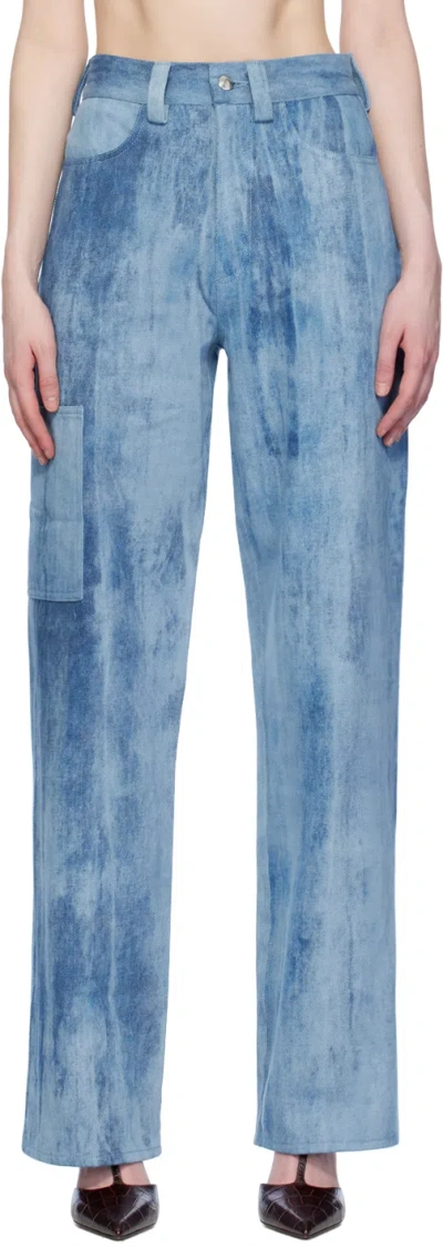 Elleme Blue Cargo Jeans In Light Blue