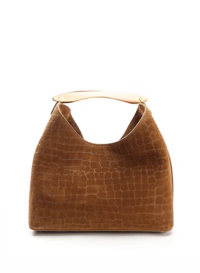 Elleme Boomerang Croco Suede Cognac In Black