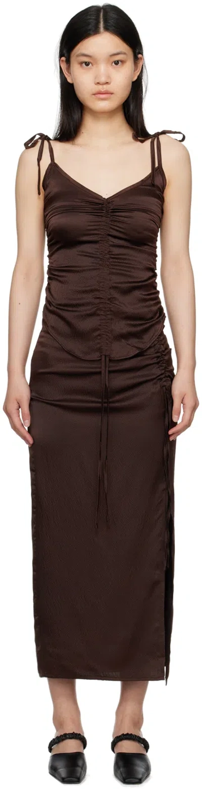 Elleme Brown Ruched Camisole In 40