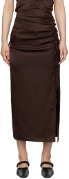 Elleme Brown Ruched Midi Skirt In Brown