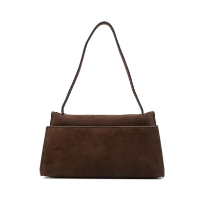 Elleme Long Papillon Suede Top-handle Shoulder Bag In Brown