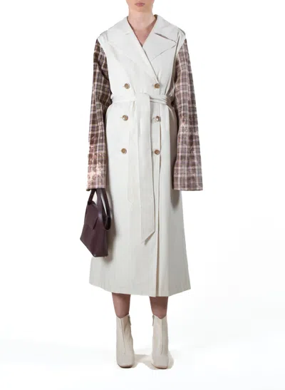 Elleme Checked Trench Coat In Gray