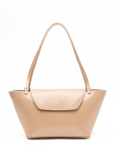 Elleme Courrier Tote Patent Leather Beige In Brown