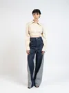 Elleme Cropped Shirt/mustard In Striped Mustard