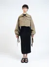 Elleme Denim Jacket With Maxi Sleeves/khaki In Denim