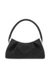 Elleme Two-tone Leather Dimple Moon Shoulder Bag In Black